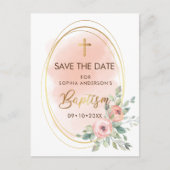 Peach and Gold Baptism Save the Date Briefkaart (Voorkant)