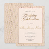 Peach and Gold Birthday Party Invitation Kaart (Voorkant / Achterkant)