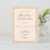 Peach and Gold Birthday Party Invitation Kaart (Staand voorkant)
