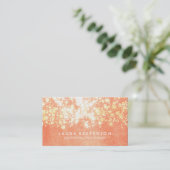 Peach and Gold Faux Foil Confetti Visitekaartje (Staand voorkant)