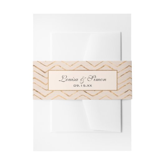 Peach and Gold Invitation Belly Band Uitnodigingen Wikkel (Voorkant Voorbeeld)