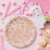 Peach and Gold Mermaid Scales Papieren Bordje (Feest)