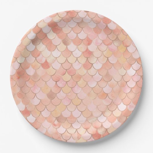Peach and Gold Mermaid Scales Papieren Bordje (Voorkant)
