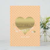 Peach and Gold Polka Dot Ceremony Weddenschap Programmakaart (Staand voorkant)