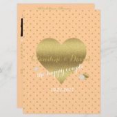 Peach and Gold Polka Dot Ceremony Weddenschap Programmakaart (Voorkant / Achterkant)