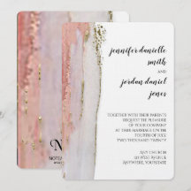 Peach and Gold Waterverf Wedding Invitation