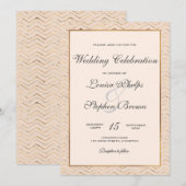 Peach and Gold Wedding Invitation Kaart (Voorkant / Achterkant)