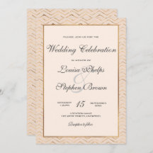 Peach and Gold Wedding Invitation