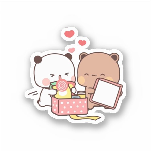 Peach and Goma Mochi Beer Couple Sticker (Voorkant)