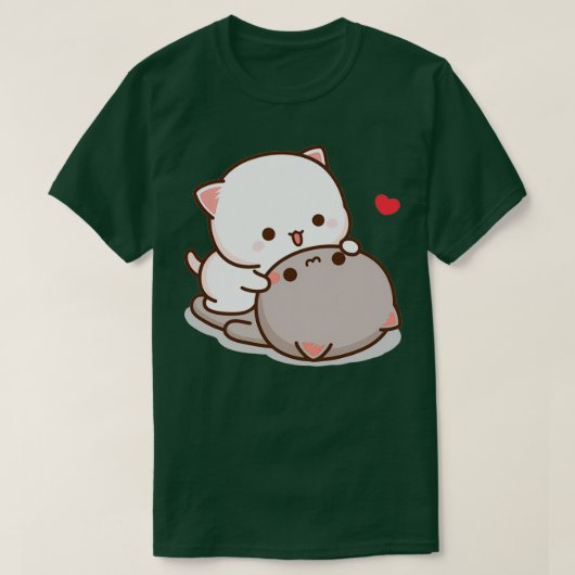 Peach and Goma Mochi Cat Love T-shirt (Design voorkant)