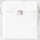 Peach and Goma Mochi Cat Ronde Sticker (Tas)