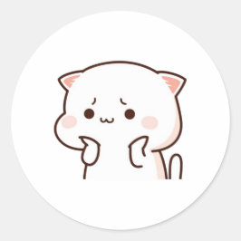 Peach and Goma Mochi Cat Ronde Sticker
