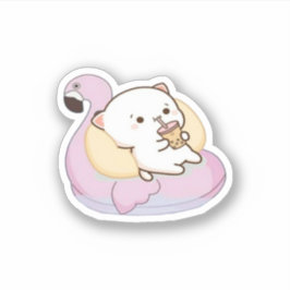 Peach and Goma Mochi Cat Sticker