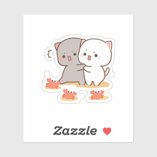 Peach and Goma Mochi Cat Sticker (Vel)