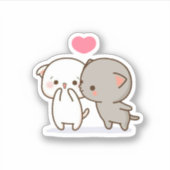 Peach and Goma Mochi Cat Sticker (Voorkant)