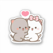 Peach and Goma Mochi Cat Sticker (Voorkant)