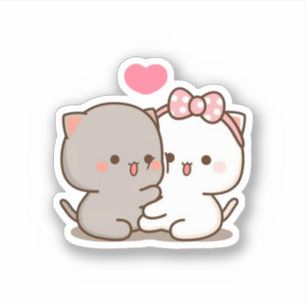 Peach and Goma Mochi Cat Sticker
