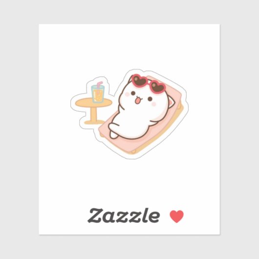 Peach and Goma Mochi Cat Sticker (Vel)