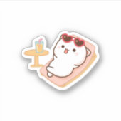 Peach and Goma Mochi Cat Sticker (Voorkant)