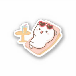 Peach and Goma Mochi Cat Sticker