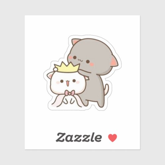 Peach and Goma Mochi Cat Sticker (Vel)