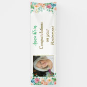 Peach and Green Floral Photo Retirement Banner (Verticaal)