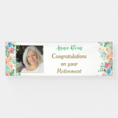 Peach and Green Floral Photo Retirement Banner (Horizontaal)