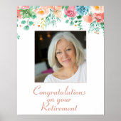 Peach and Green Floral Photo Retirement Poster (Voorkant)