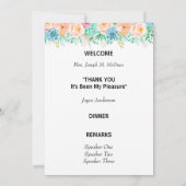 Peach and Green Floral Retirement Programme Kaart (Achterkant)