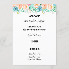 Peach and Green Floral Retirement Programme Kaart