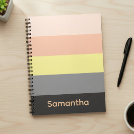 Peach and Grey Custom Color Block Striped Notebook Notitieboek