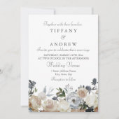Peach and Grey Elegant Wedding Invitation Kaart (Voorkant)