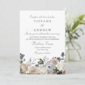Peach and Grey Elegant Wedding Invitation Kaart (Staand voorkant)