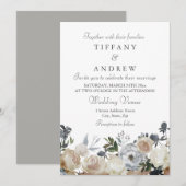 Peach and Grey Elegant Wedding Invitation Kaart (Voorkant / Achterkant)