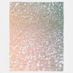 Peach and Grey Sparkle Glamor Glitter Fleece Deken