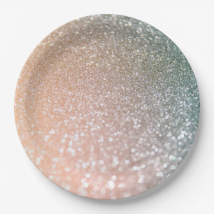 Peach and Grey Sparkle Glamor Glitter Papieren Bordje
