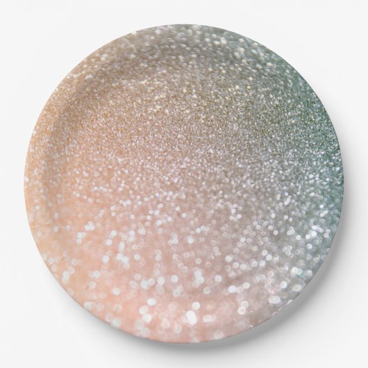 Peach and Grey Sparkle Glamor Glitter Papieren Bordje (Voorkant)