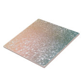 Peach and Grey Sparkle Glamor Glitter Tegeltje (Zijkant)