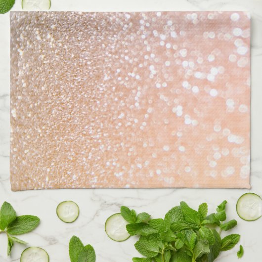 Peach and Grey Sparkle Glamor Glitter Theedoek (Gevouwen)