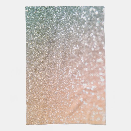 Peach and Grey Sparkle Glamor Glitter Theedoek (Verticaal)