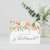 Peach and ivoren Flowers zijn mijn junior Bridesma Briefkaart (Staand voorkant)