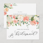 Peach and ivoren Flowers zijn mijn junior Bridesma Briefkaart (Voorkant / Achterkant)