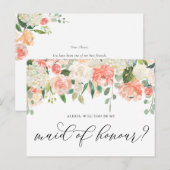 Peach and Ivory Flowers are My Maid of Honor Briefkaart (Voorkant / Achterkant)