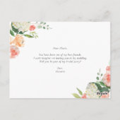 Peach and Ivory Flowers are My Maid of Honor Briefkaart (Achterkant)
