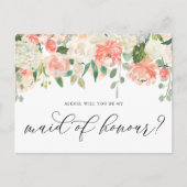 Peach and Ivory Flowers are My Maid of Honor Briefkaart (Voorkant)