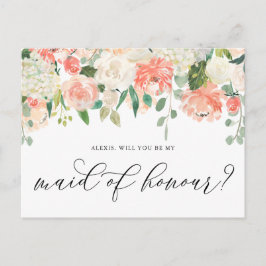 Peach and Ivory Flowers are My Maid of Honor Briefkaart