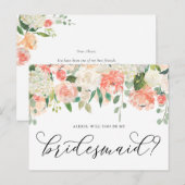 Peach and Ivory Flowers will you be My Bridesmaid Briefkaart (Voorkant / Achterkant)