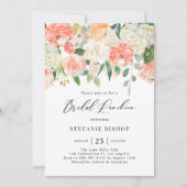 Peach and Ivory Waterverf Flowers Bridal Luncheon Kaart (Voorkant)