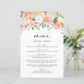 Peach and Ivory Waterverf Flowers Wedding Menu (Staand voorkant)