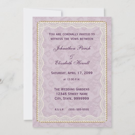 Peach and Lavender Roos Weddenschap Kaart (Achterkant)